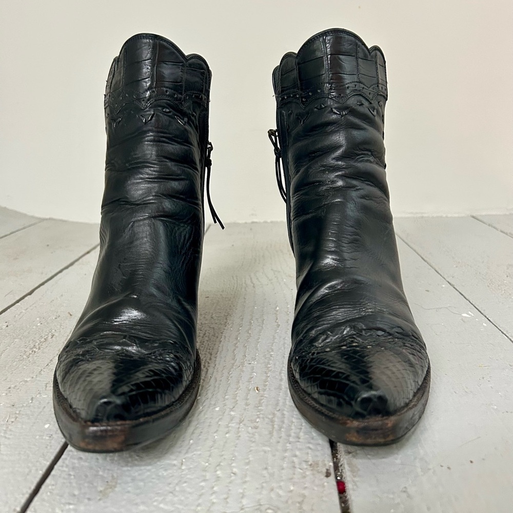 Black Leather Stallion Ankle Boots